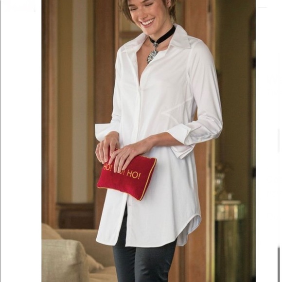 Soft Surroundings  Perfect Black Button Down Curved Hem Long Sleeve Tunic Top - Picture 1 of 8